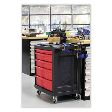 Rubbermaid Commercial Mobile Workcenter, 5 Drawer, Black, 32-1/2 in W x 20 in D x 33-1/2 in H FG773488BLA